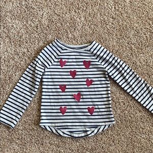 Striped Long Sleeve Shirt with Heart Detail